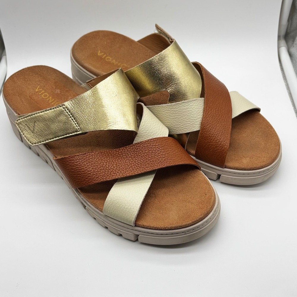 Vionic Uptown Sunset Wedge Slide Sandals US 13 Boho Luxe Euro Comfort EU 45 - Picture 1 of 7